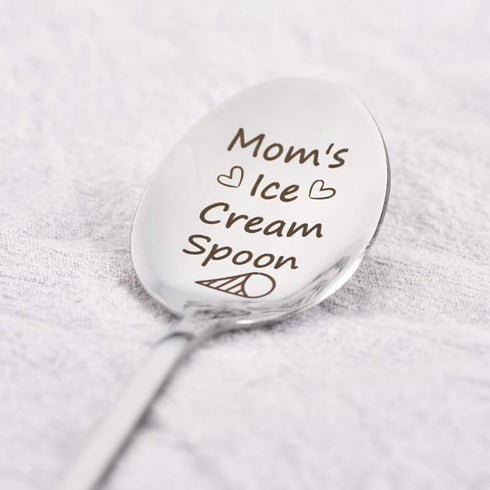 Gifts for Mom Ice Cream Spoon from Daughters Sons Mother Spoon Gift for Mom Mothers Day Birthday Gifts for Mama Spoons Engraved Spoon for Tea Coff...