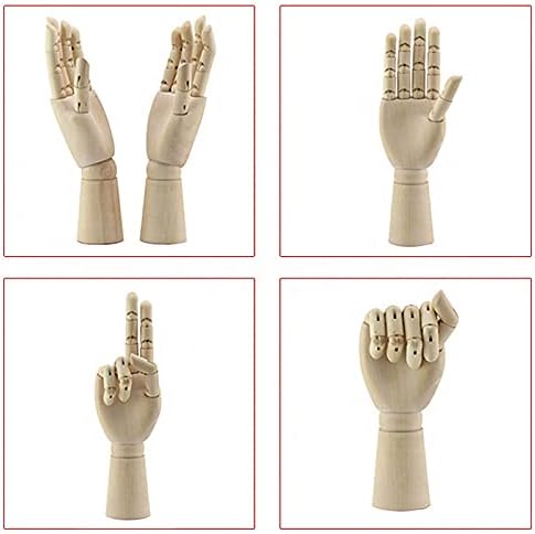 Wood Artist Drawing Manikin Articulated Mannequin with Wooden Flexible Fingers 10" Left Hand (10 inches-The Right Hand)...