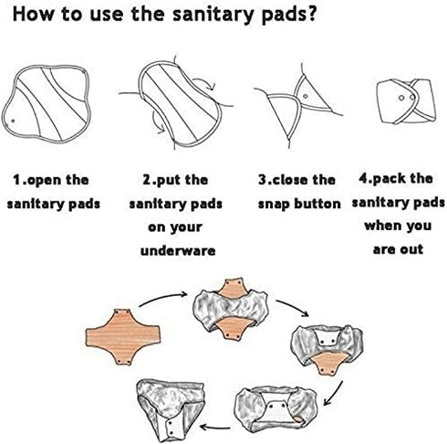 7PCS Pack Reusable Menstrual Pads Including 6PCS Cloth Sanitary Pads Mama Cloth Pad + 1PC Mini Wet Bag...