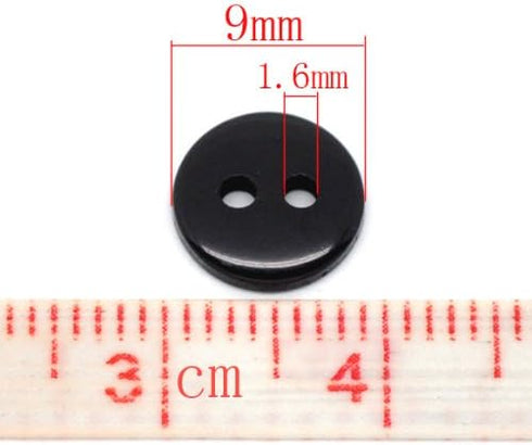 PEPPERLONELY Brand 500PC Black Resin 2 Holes Scrapbooking Sewing Buttons 9mm (3/8 Inch)...