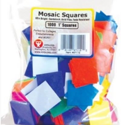 Mosaic Squares 1 inch Assorted Bright Color Paper Cardstock...