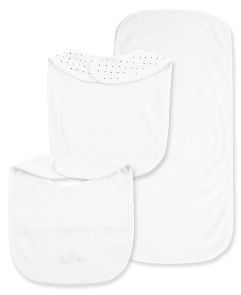 Little Me Baby 100% Cotton Gender Neutral Rosebud 3pcs Bib and Burb Set, 1 Size...