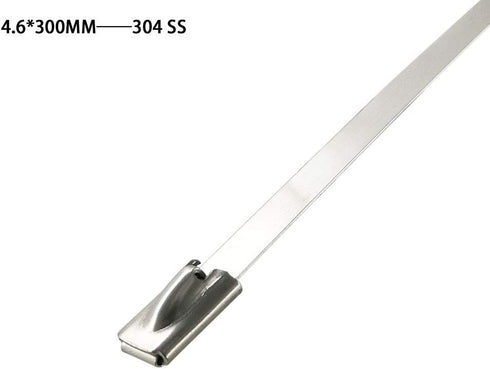 HS Metal Zip Ties Stainless Steel Cable Tie 11.8 Inch (100 Pack) Extra Heavy Duty Self-Locking Strap Ties 225 Lbs Perfect for Exhaust,Fence Outdoo...
