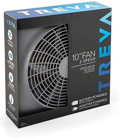 O2COOL Treva 10-Inch Portable Desktop Air Circulation Battery Fan, 2 Speed, Compact Folding & Tilt Design, with AC Adapter (Graphite)...
