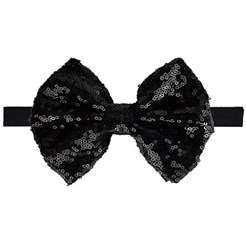 CÉLLOT 15pcs Baby Girl Headbands Sparkly Glitter Sequins 4" Big Hair Bows Ribbon Soft Stretchy Hair Bands for Infant Newborn and Toddlers...