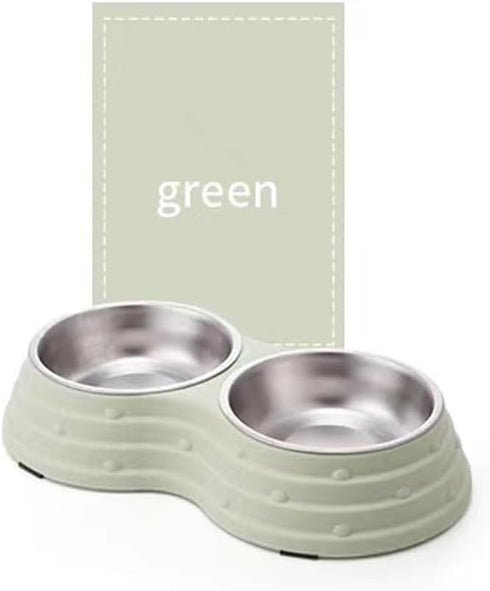 Angeer Dog Bowl Pet Bowl Anti Overturning and Anti Slip Double Bowl Dog Bowl Dog Plate Cat Bowl Stainless Steel Easy to Clean Drinking Water Bowl ...