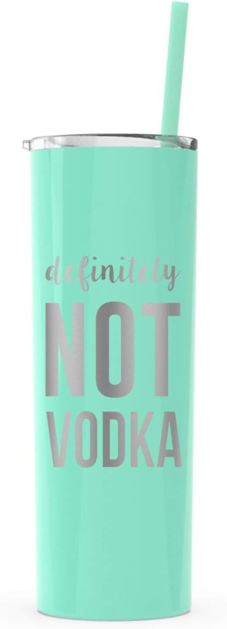 The Crafty Engineer Definitely Not Vodka Tumbler with Lid and Straw, Funny Reusable Water Cup (Mint-20oz)...