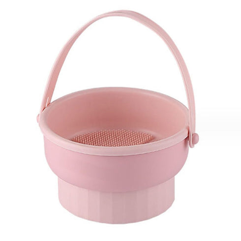 3 In 1 Makeup Brush Cleaning Set Multifunctional Washing Bowl Drying Basket with Handle Silicone Cleaner Mat Removal Cleaner Sponge 150ml/5.12fl.o...