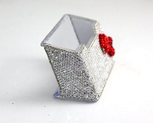 Bling Pure Handmade Bling Bling Rhinestones Stainless Steel Metal Business Card Holder Name Card Case (Red bow)...