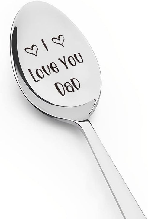 Dad Father Gifts Spoon from Daughter Son - I Love You Dad Spoon Gift for Father Daddy Fathers Day Birthday Gifts Cute Engraved Tea Coffee Spoons G...