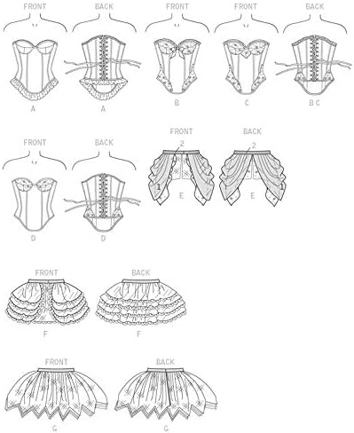 Butterick Patterns B6338 Curved-Hem Corsets & Skirts, A5 (6-8-10-12-14)...
