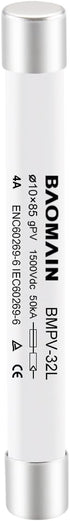 Baomain 1500VDC Solar PV Fuse, gPV-Type Fuse Link, Wire Fusible 10 x 85 mm 50kA Photovoltaic Fuses, BMPV-32L CE Pack of 5 (4 Amp.)...