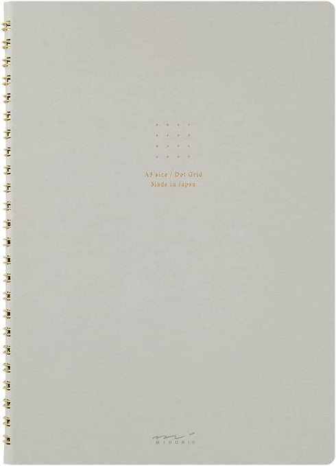 Midori 15330006 Notebook, Ring Notebook, Color, Dot Square, Gray, A5...
