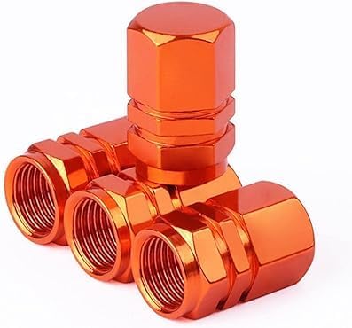 4Pcs Orange Tire Valve Stem Caps, Heavy-Duty Tire Valve Caps, Aluminum Alloy Wheel Caps, Tires Accessories, Universal for Cars, Suvs, Bike, Trucks...