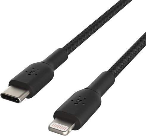 Belkin BoostCharge Nylon Braided USB C to Lightning Cable 6.6ft/2M - MFi Certified 18W Power Delivery iPhone Charger Cord - Apple Charger USB C Ca...