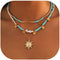 Boho Layered Sun Necklaces Gold Neck Chain Turquoise Necklaces Chains Pearl Pendant Necklace Jewelry Summer Beach Necklace Accessories for Women...