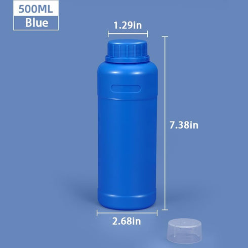 16.9 oz Plastic Reagent Bottle, Laboratory Grade High-Density Polyethylene Bottle, Wide Mouth with Screw Cap, Plastic Sample Bottles for Classroom...