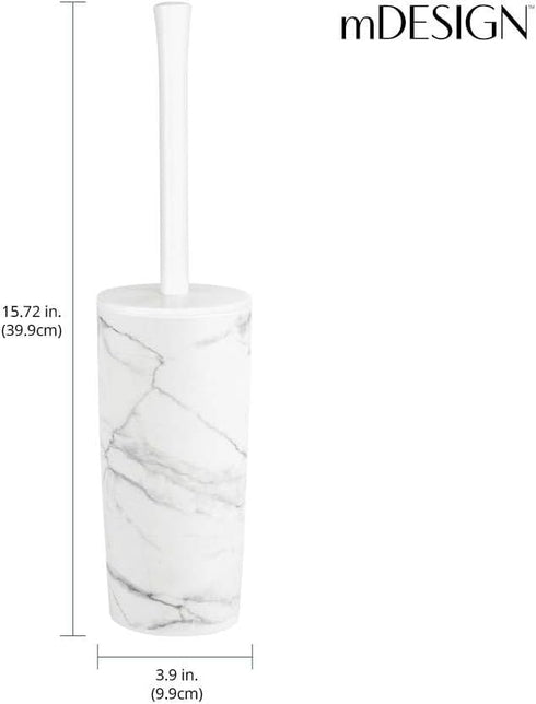 mDesign Slim Plastic Toilet Bowl Brush and Holder Set, Modern Compact Storage Organizer Cleaner Scrubber for Toilet - Heavy Duty Cleaning Plunger ...