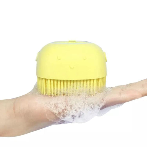 New hair scalp massage shampoo brush for dogs and cat bath pet silicone soft dog, Yellow...