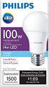 Philips 455717 100W Equivalent Daylight A19 LED Light Bulb 14W 5000K E26...