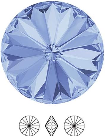 6-pcs 12mm Austria Crystal 1122 Rivoli Button with Shank, SW-1122BT (Light Sapphire)...