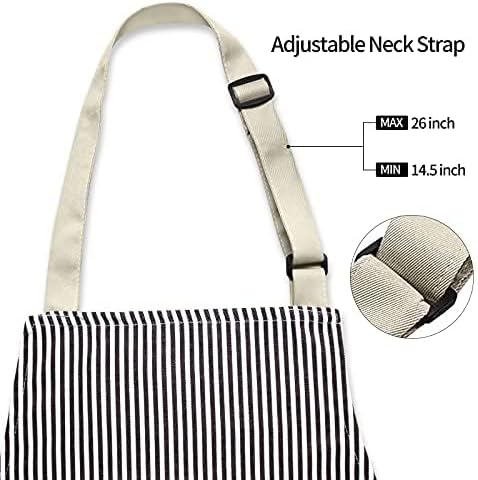 NLUS 2 Pack Kitchen Cooking Aprons, Adjustable Bib Soft Chef Apron with 3 Pockets for Men Women (Umber/Black)...