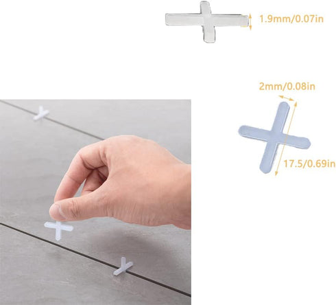 2000 Pack Tile Spacers 1/12'' 2mm Gaps Ceramic Wall Floor Tile Spacer Cross Spacing Installation Laying Joint Retaining Separators Tool for Tiling...