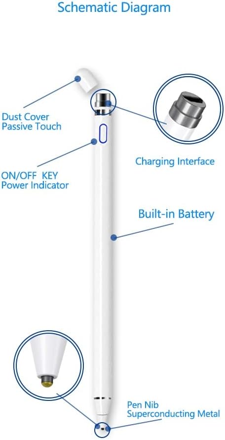 Active Stylus Compatible with Apple, Stylus Pens for Touch Screens,Rechargeable Fine Point Stylist Compatible with Apple and Other Tablets,for Dra...