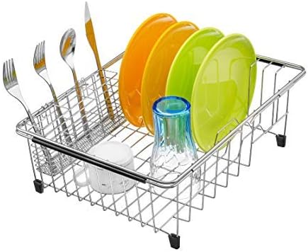 Slideep Cutlery Utensil Silverware Drying Rack, Flatware Storage Solution Basket with Hooks for Kitchen Dish Drainer Dish Drying Rack, RustProof 3...