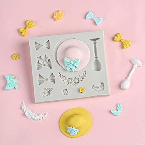 sunhat sugarcraft silicone mold goblet gumpaste cake decorating bow fondant cupcake decotions ribbon girl beach summer...
