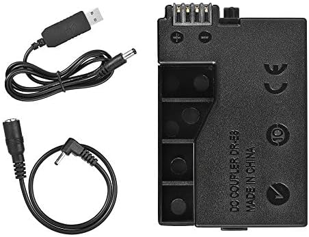 Andoer DR-E8 Dummy Battery with DC Power Bank USB Adapter Cable Replacement for LP-E8 for Canon EOS 550D 600D 650D 700D DSLR Cameras......