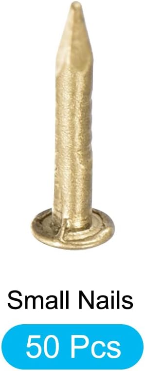 Small Nails (1.2x8mm) 50pcs, Brass Tiny Hardware Nails - for Household Woodworking, Brass Tone...