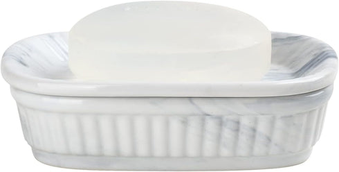 Ceramic Soap Dish, Self-draining Soap Holder, Double Layer Bar Soap Holder Marble Blue, Draining Soap Dishes for Bathroom Shower Kitchen, Easy to ...