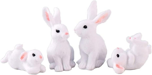 Miniature Bunny Rabbit Resin Figurine Easter Mini Bunny Ornament Cute Miniature Bunny Statue Tiny Animal Cake Topper Fairy Garden Supplies...