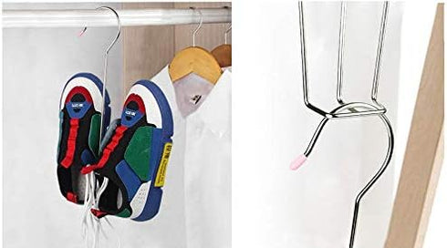 5 Pack Stainless Steel Shoes Hanger Drying Rack for Dehumidifying Hanging Leather Shoes,Double Hook Design Drying Shelf Storage Organizer,Closet O...