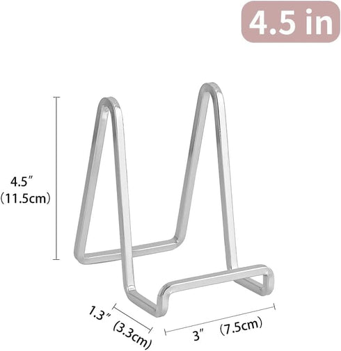 Plate Holder Easel Display Stand - 8 inch Metal Plate Stands for Display - Tabletop Picture Stand - Silver Iron Easels for Display Pictures | Phot...