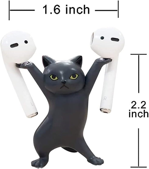 Cute Stuff Home Decor Fun Kitty Decoration for Desk Shelf Magnetic Dance Cat Airpod Holder Headphone Earbuds Holder for Apple AirPods 1& 2 3 Pro, ...