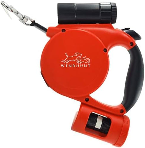 Retractable Dog Leash with Flashlight,Dispenser and Poop Bag Heavy-Duty Nylon Tape for Small,Medium Dogs and Cats One-Handed Brake and Lock.360°Ta...