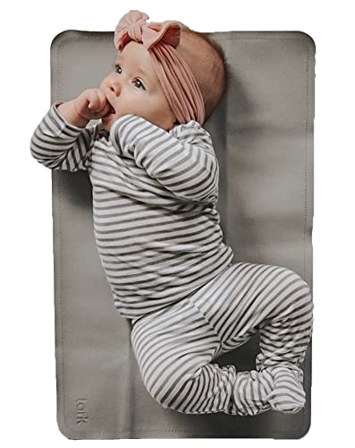 Vegan Leather Baby Changing Mat by Lark Baby Goods - Waterproof Wipeable Portable Diaper Pad - Foldable for Travel (14 x 22 in) - Grey...
