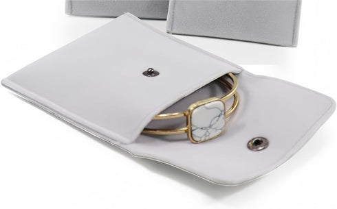 2 Pcs Velvet Jewelry Pouches, 3.9’’ x 3.9’’ Jewelry Storage Bags with Snap Button Gift Packaging Bags Purse Pouches for Rings, Bracelets, Necklace...