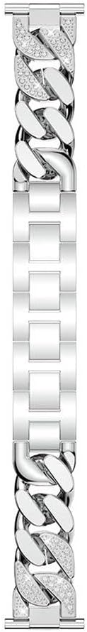 Compatible for Fitbit Versa Watch Band, Bling Diamond Stainless Smartwatch Replacement Chain Band,Single Row Chain Solid Zinc Alloy Band Replaceme...