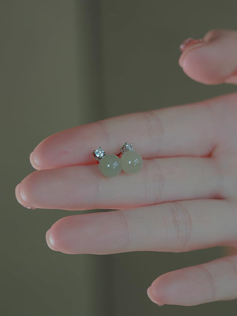 mothers day gifts Natural Real Jade Stud with moissanites Diamonds 925 Silver Backs Jade Jewelry for Daily...