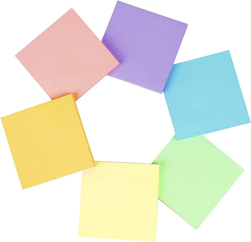 (12 Pack) Sticky Notes 3x3, Pastel Post Stickies Colorful Super Sticking Power Memo Pads, 6 Colors, Strong Adhesive...