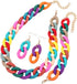 Acrylic Macaron Necklace Bracelet Earrings Set Chunky Cuban Link Hip Hop Chain Jewelry Set Multicolor 70 80S Punk Acrylic Chain Bracelet Necklace ...