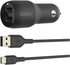 Belkin 24 Watt Dual USB Car Charger - 2 12W USB A Ports with USB-C Cable for Fast Charging Apple iPhone 14, 14 Pro, 14 Pro Max, iPhone 13, Samsung...