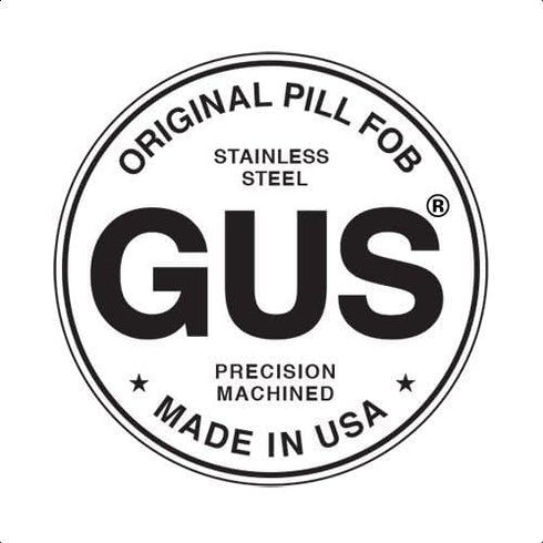 GUS Original Pill Fob, Made in USA, Stainless Steel Keychain Pill Holder, AAA Battery Holder...