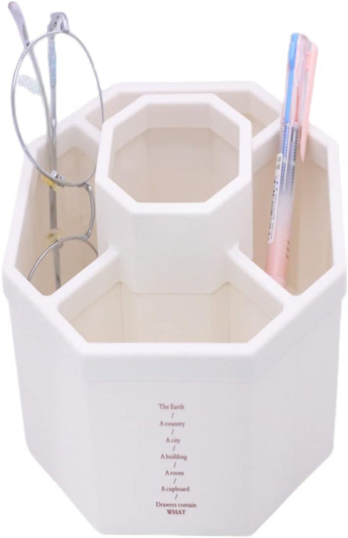 1PCS 5 Compartments Multi-Functional Pen Holder Desktop Stationary Organizer Home Office Art Supply Storage Box (White)...
