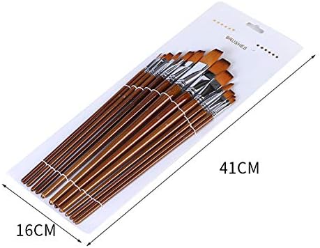 Paint Brushes Nylon Hair 13pcs Flat Head Long Handle Acrylic Paint Brush Set for Canvas Painting Oil Paint Professional Painting Kits (Flat 13pcs ...