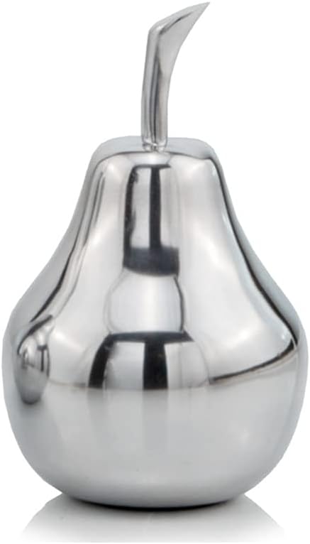 Modern Day Accents 3863 Peral Small Polished Pear, Fruit Decor, Gifts, Tabletop, Silver Home Decor Centerpiece, Room Decor Aesthetic, Office Desk ...