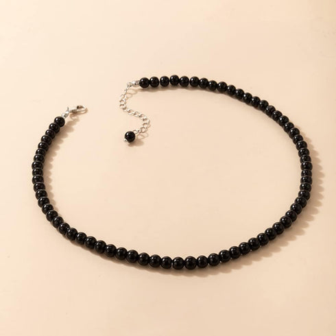 Asphinien Asphire Vintage Black Beaded Choker Bohemian Bead Ball Necklace Dainty Women's Collar Necklace Prom Party Festival Gift...